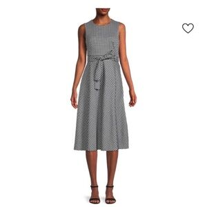 Calvin Klein black-and-white checkered belted dress size 12